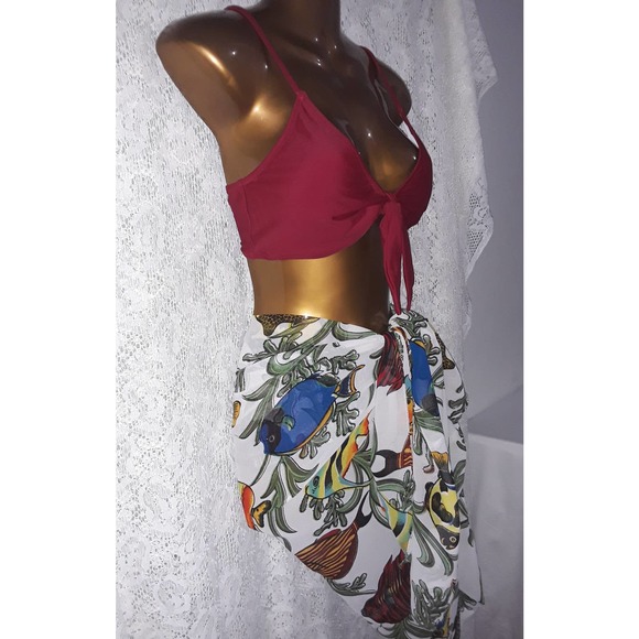 NIP Sz L Bikini with Light Padded Top, Peppermint Bay Hip Scarf OS - Picture 8 of 12